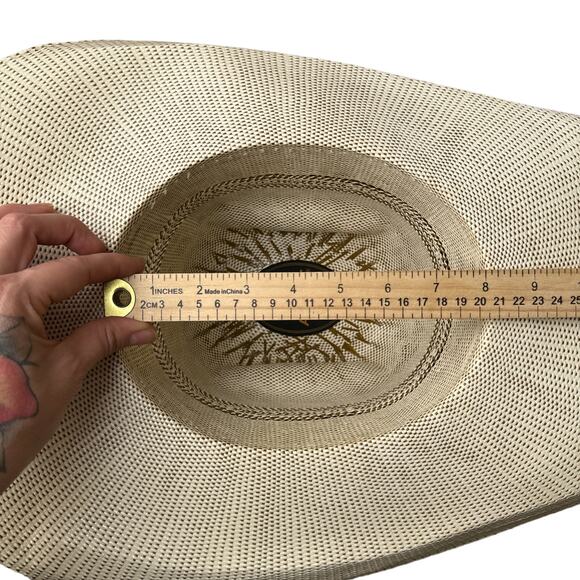 ARIAT Bangora Straw Cowboy Hat Men's Beige Western Ventilated Crown Rodeo 5430 - Picture 7 of 10